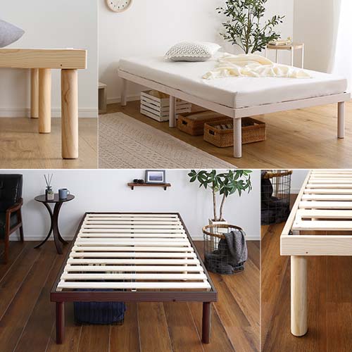 パイン材高さ2段階脚付きすのこベッド シングル ASP-02S--WHW ホーム