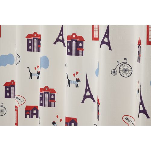 ねこ柄ドレープ&ねこ柄レース カーテンセット にゃんゼリーゼ 4枚組