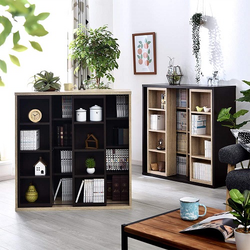 ダブルスライド書棚 奥深タイプ 900幅 OK kss-0008br-12-ok オーク