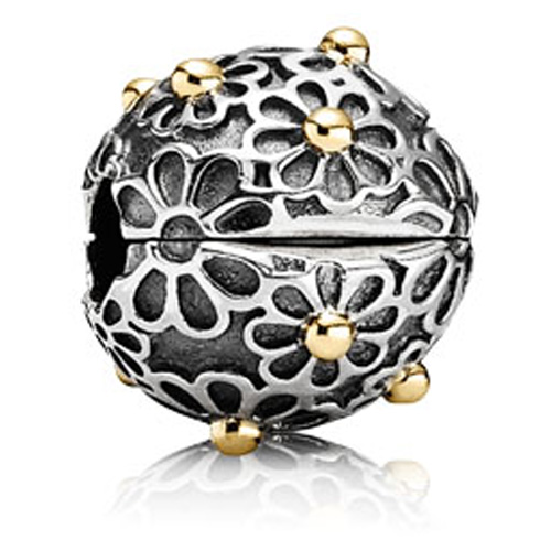 Retired Pandora Lazy Daisy Clip with 14K Gold :: Clips 791014