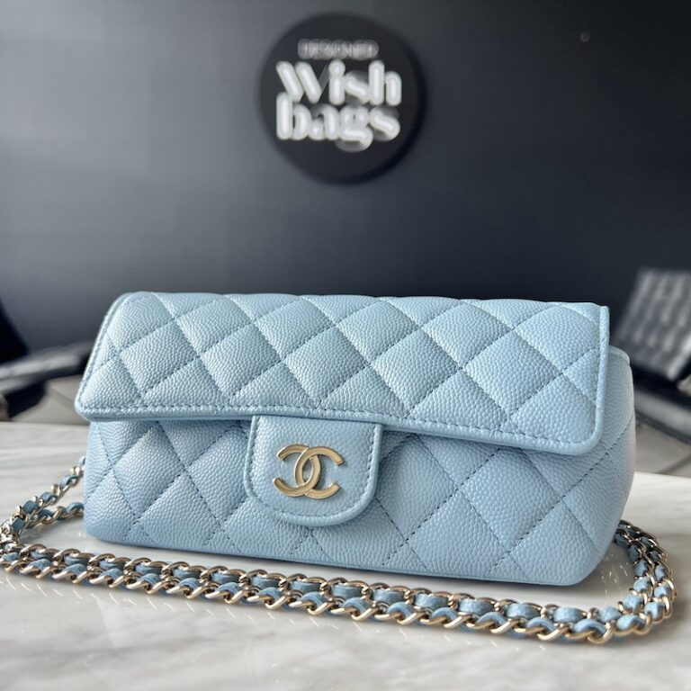 Chanel Glasses Case Mini Bag 22S Blue Caviar Gold Hdw - Designer
