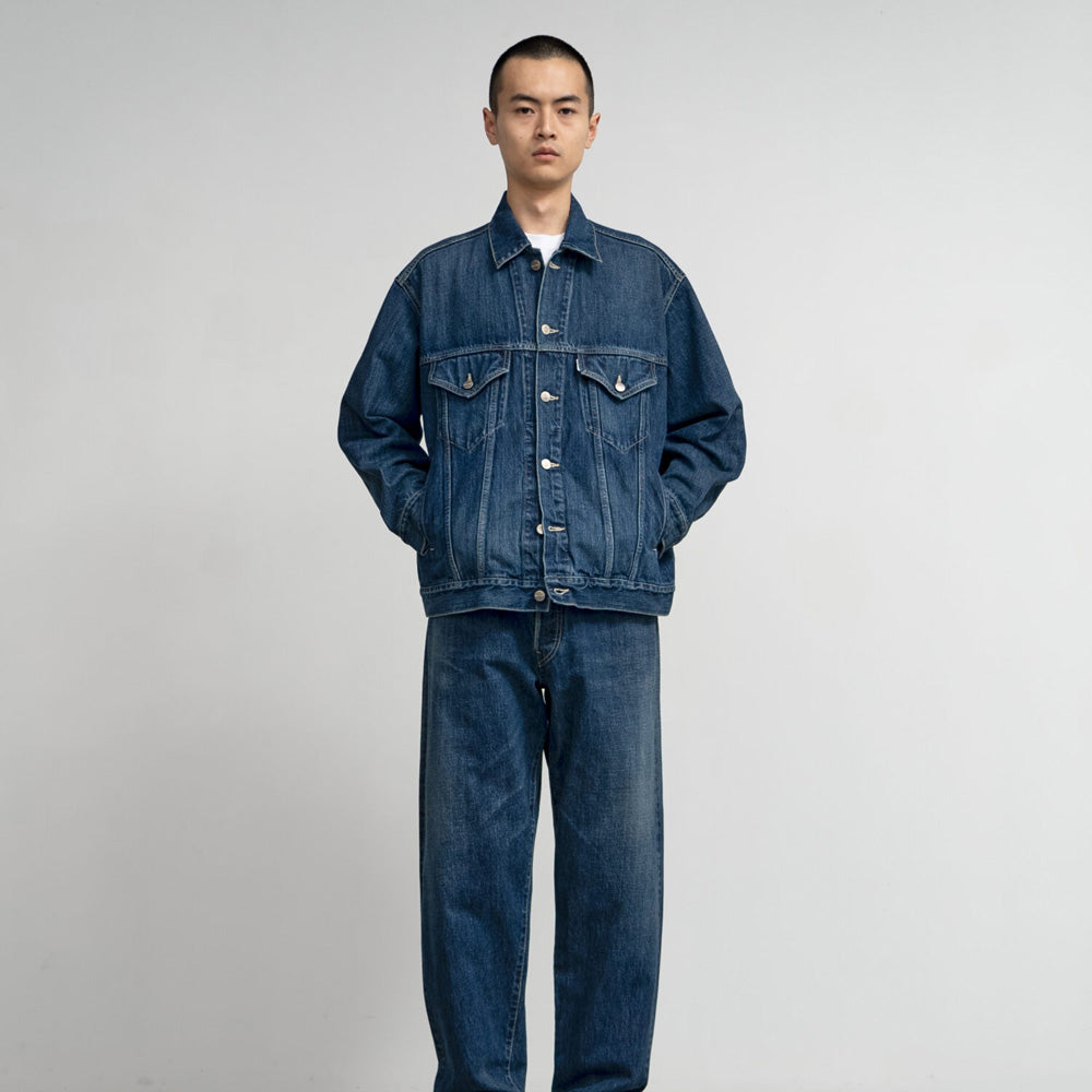 Graphpaper) Selvage Denim Trucker Jacket(Dk. FADE) (GU241-30186DB