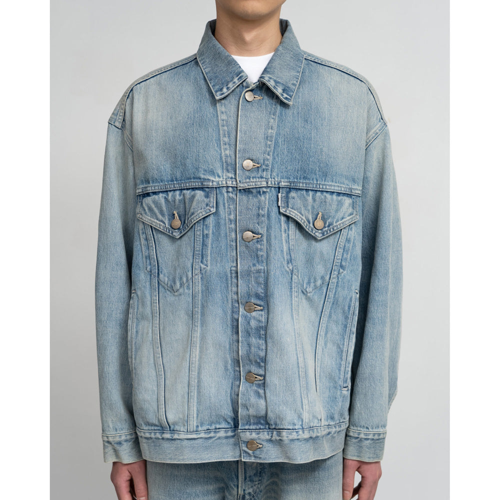 Graphpaper) Selvage Denim Trucker Jacket(Lt. FADE) (GU241-30186LB