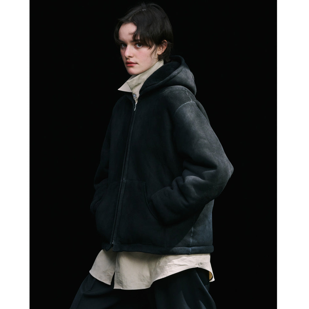 A.PRESSE Mouton ZIP leather Hoodie 25SAP-01-02H (25SAP-01-02H) | A