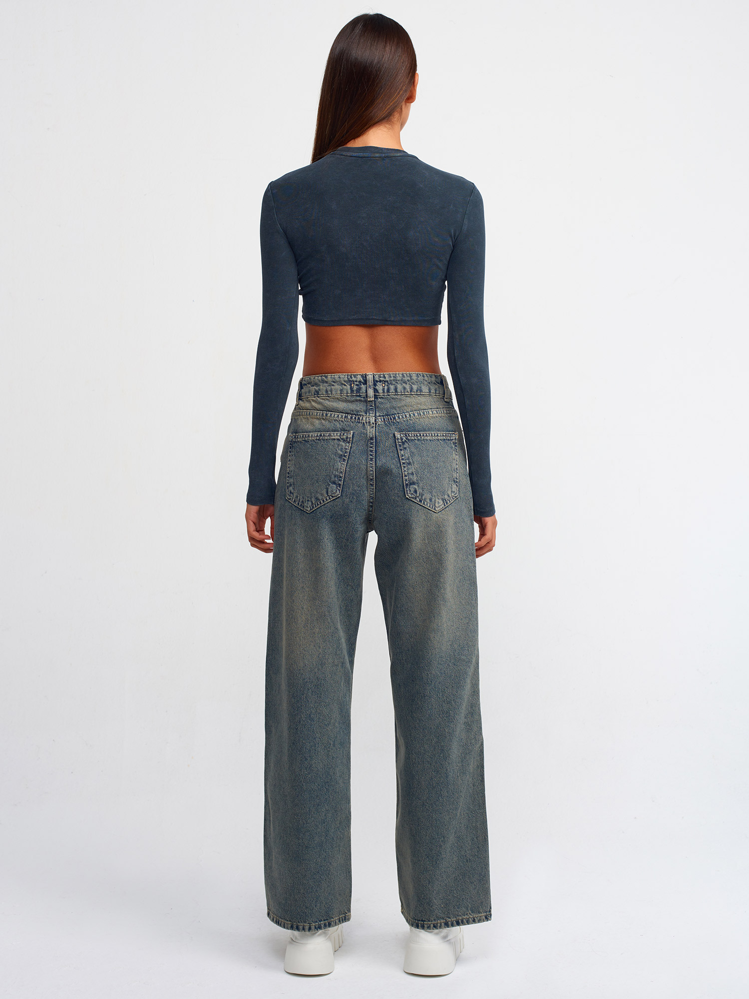 71404 Kahve Tintli Wideleg Denim Pantolon-Tint | JEAN PANTOLON