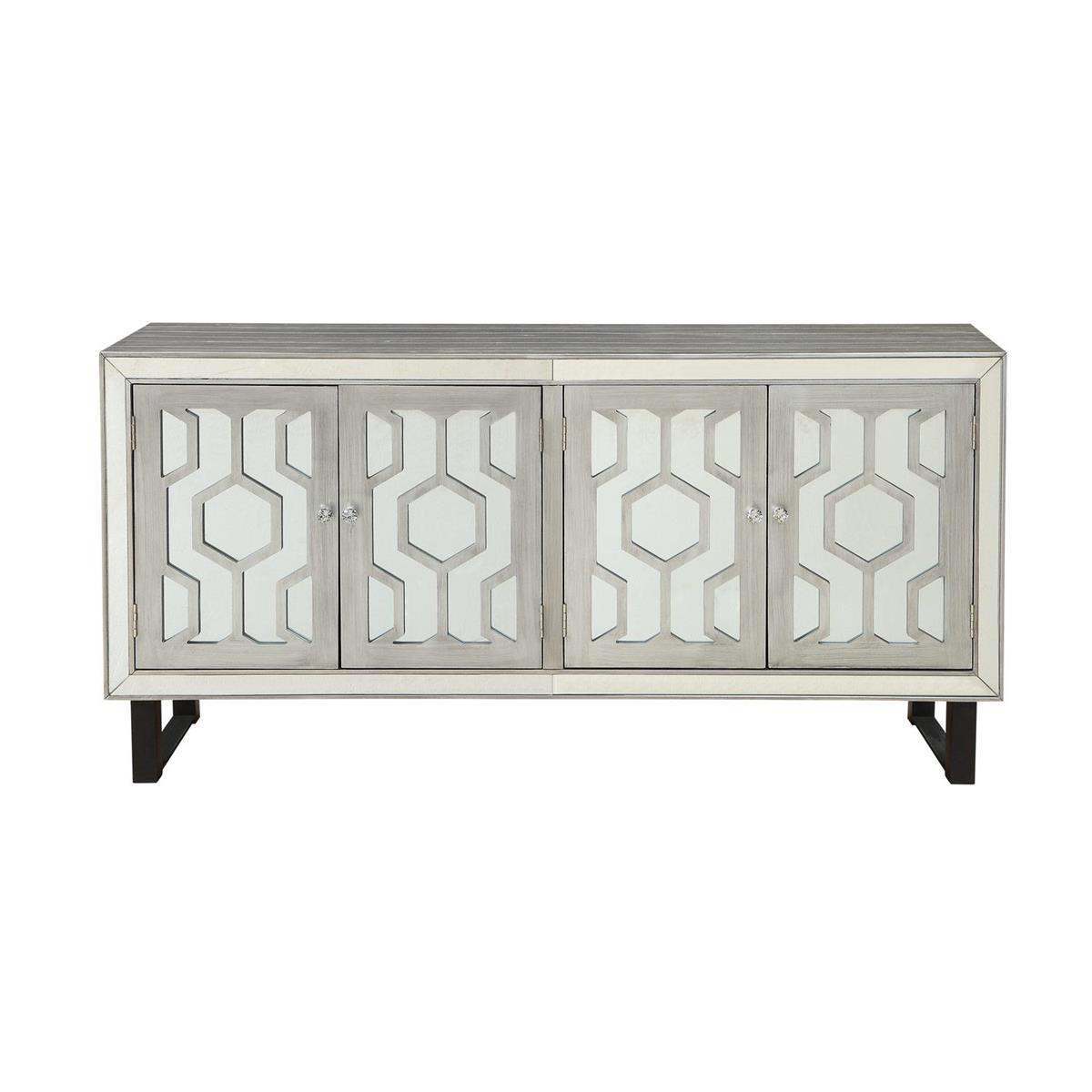 Coast to Coast Four Door Credenza in Bose Metallic Pewter 22584