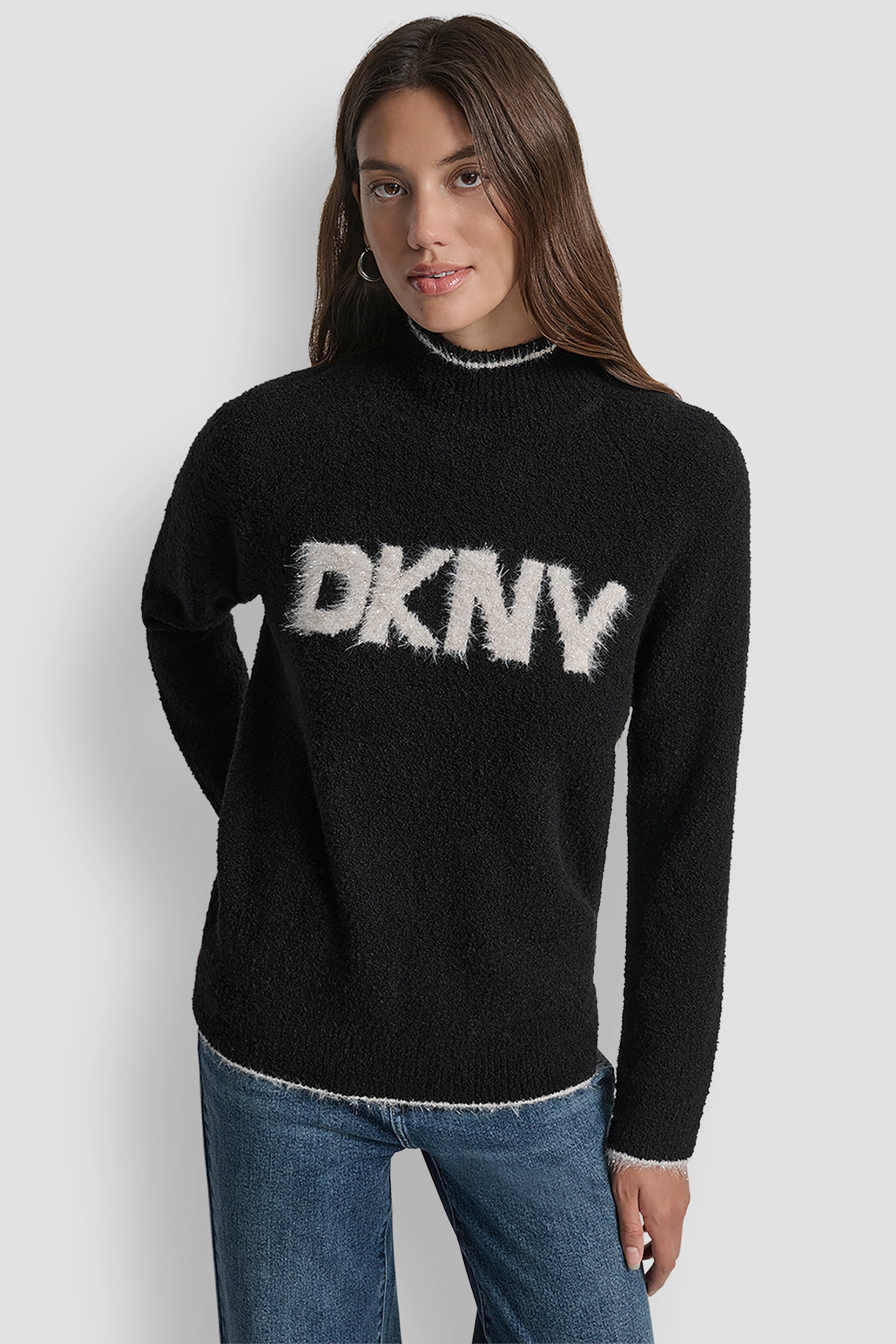 Dkny Tinsel Logo Long Sleeve Raglan Sweater | Sweater | DKNY