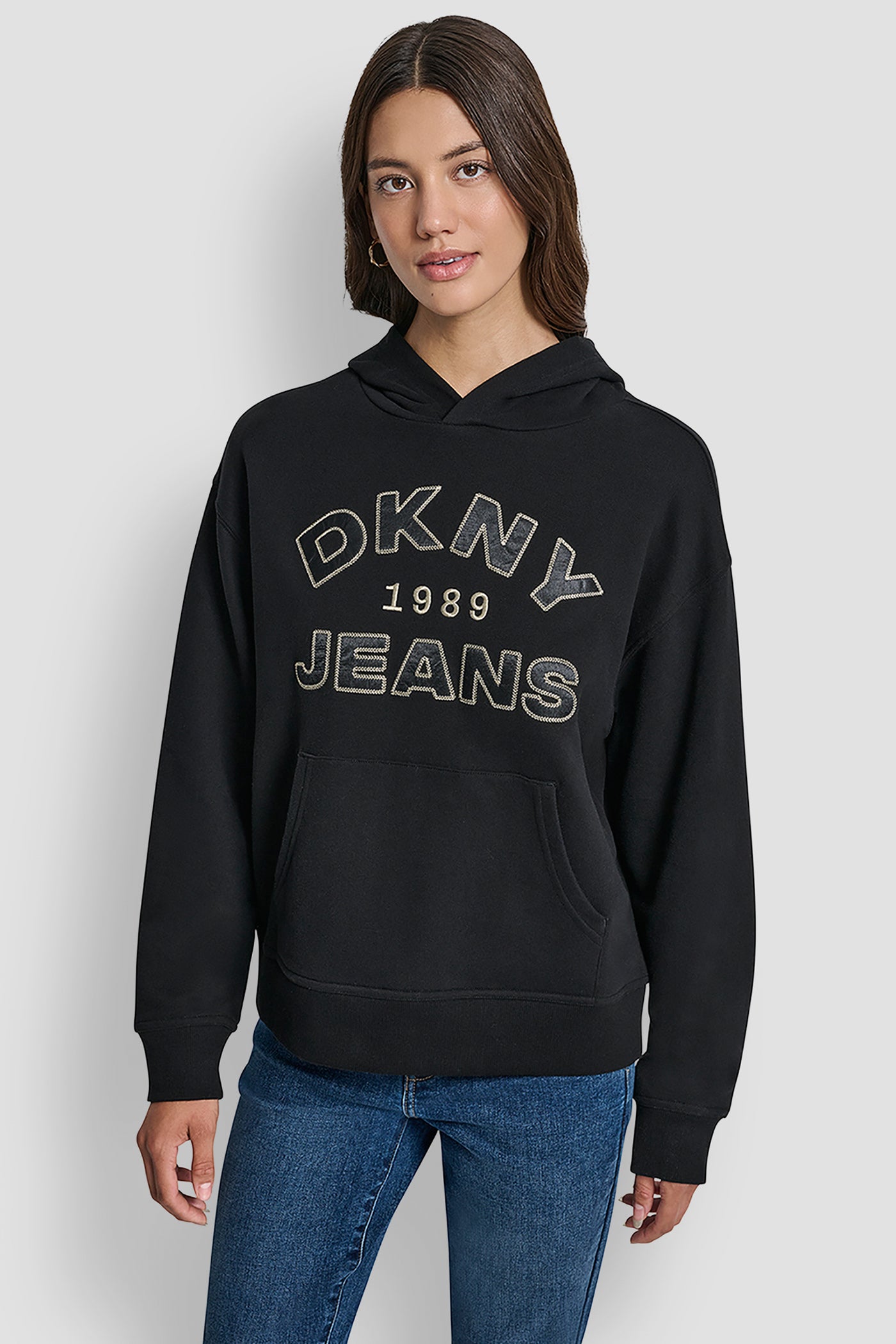 Dkny Jeans Satin Applique Chainstitch Logo Sweatshirt | Sweatshirt