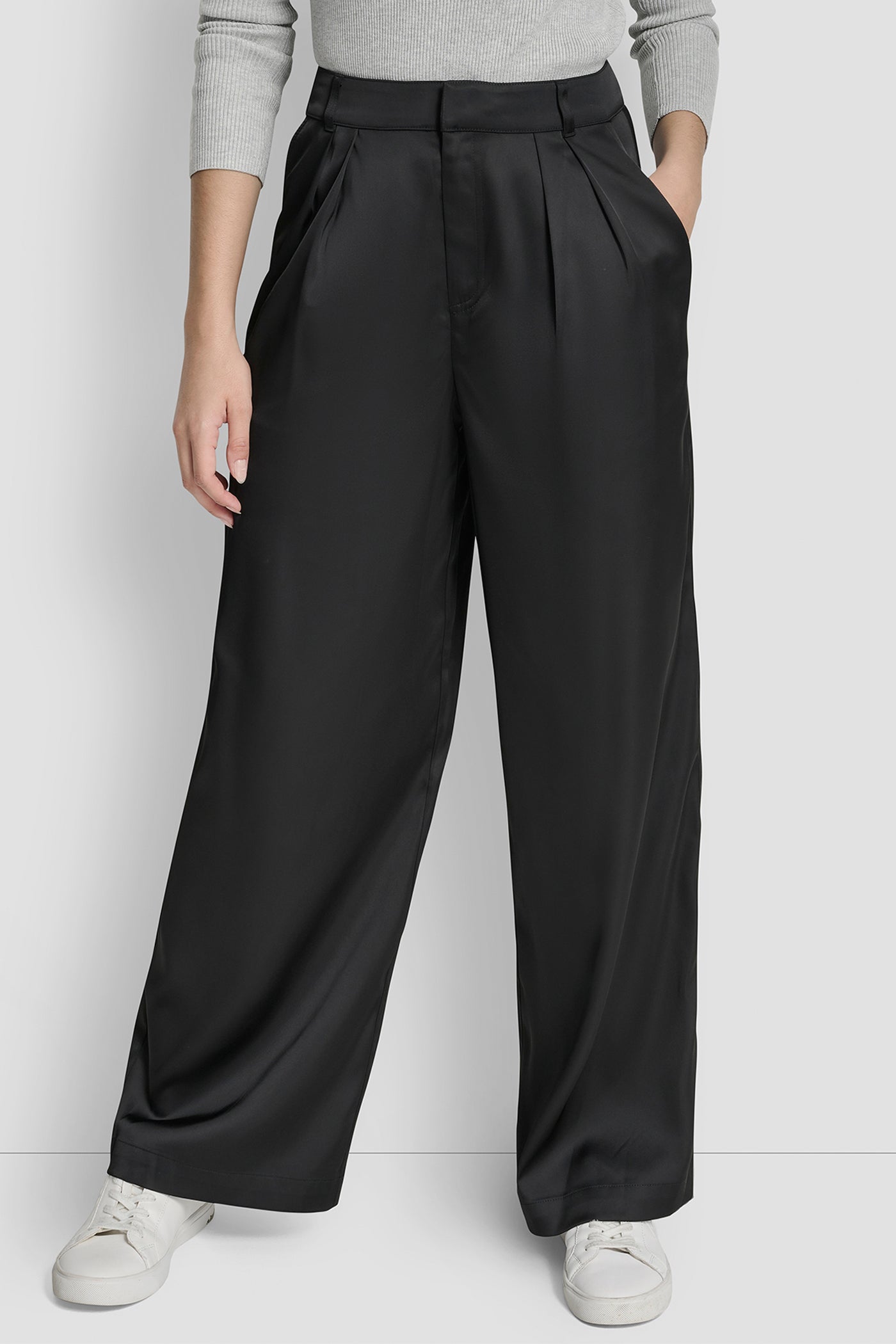 High Rise Pleated Wide Leg Trouser | Trouser | DKNY