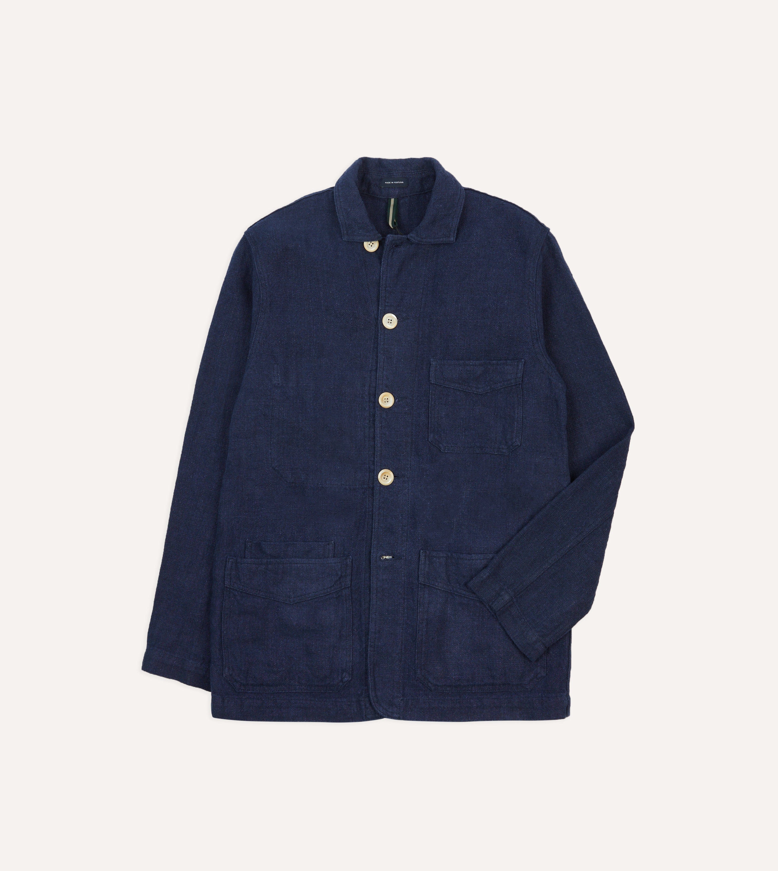Navy Linen Five-Pocket Chore Jacket – Drakes