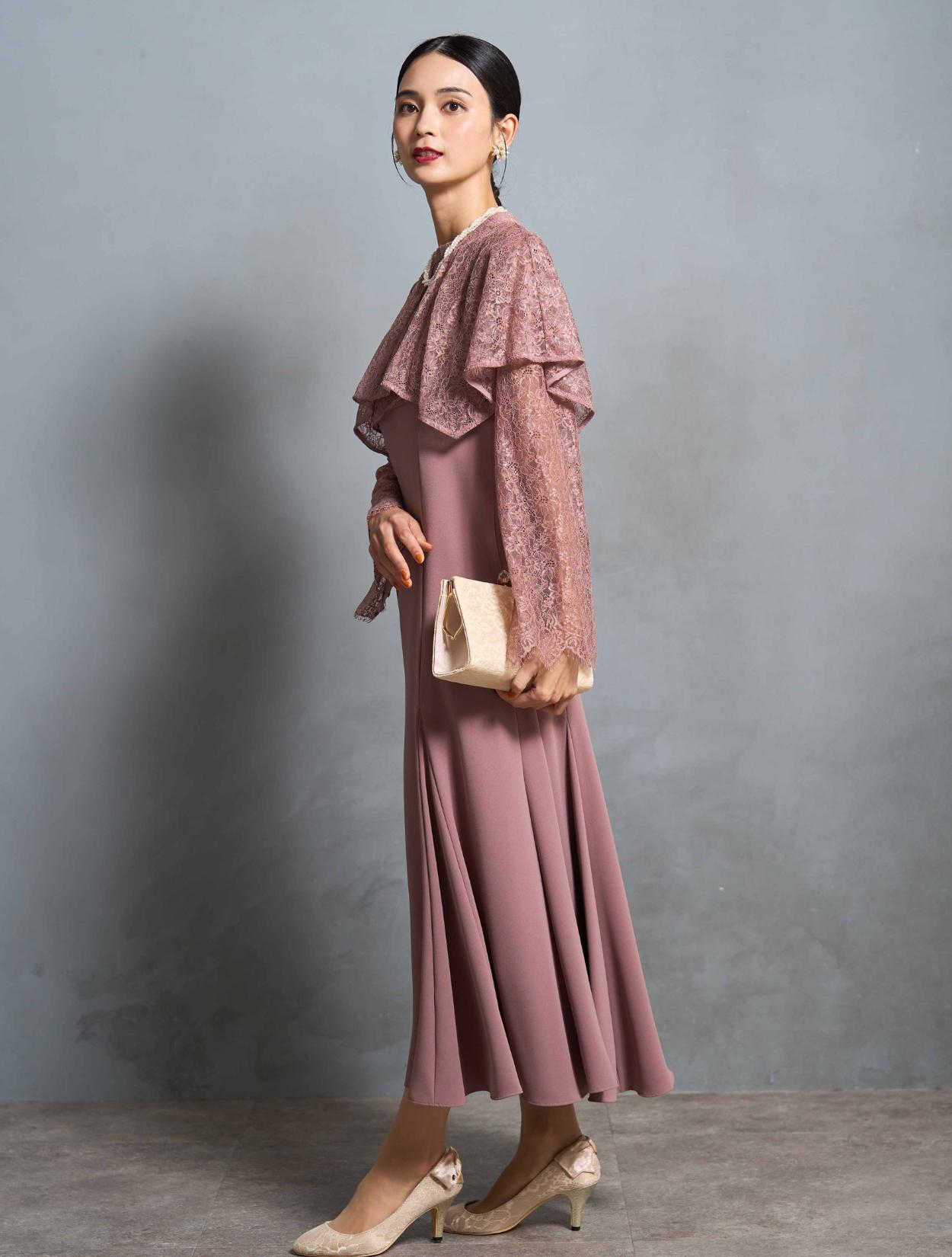 M/L】2wayケープレイヤードドレス（ピンク）DPSET0632のレンタルページ