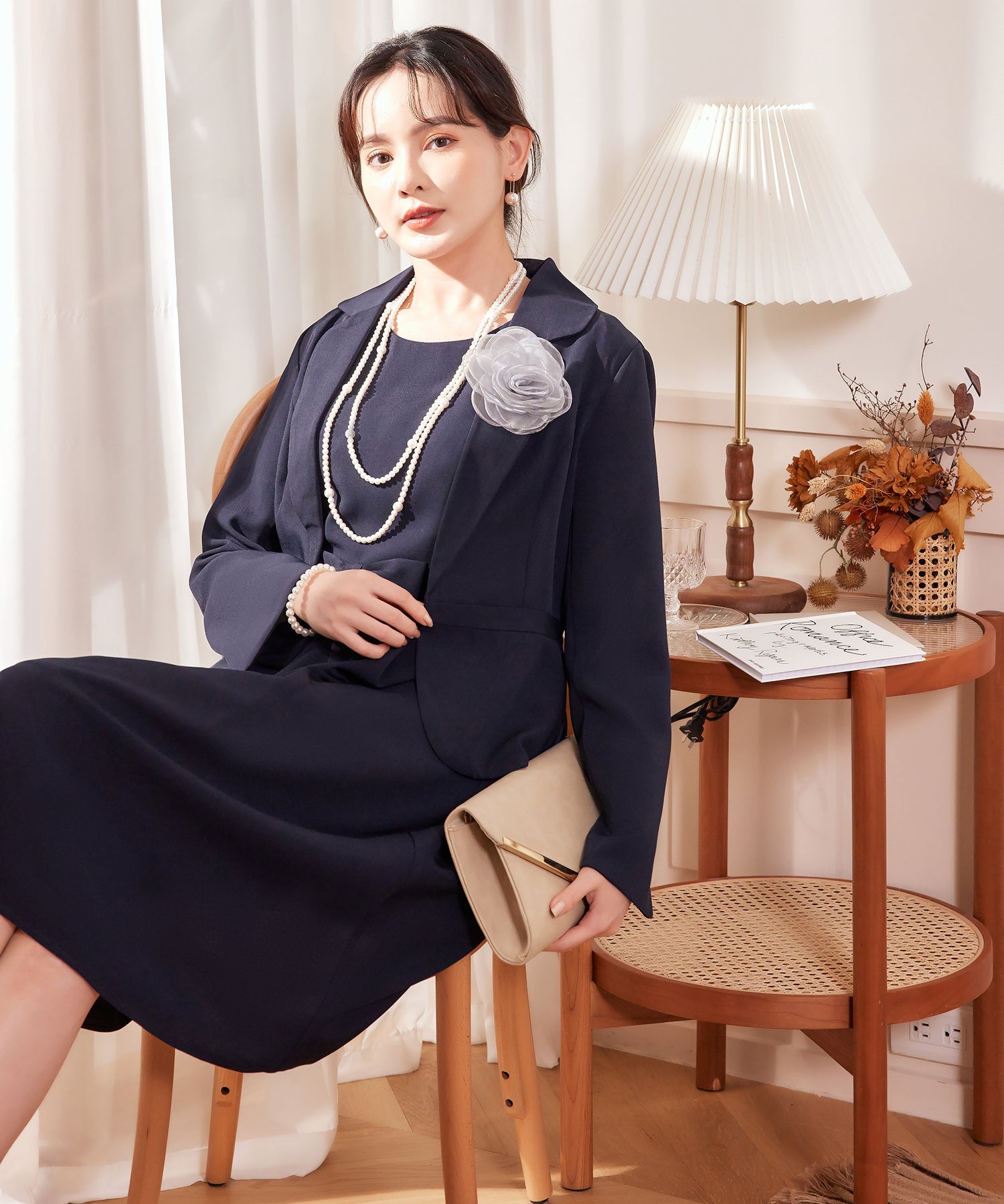 フォーマルワンピース ジャケット セット 膝丈 テーラードジャケット