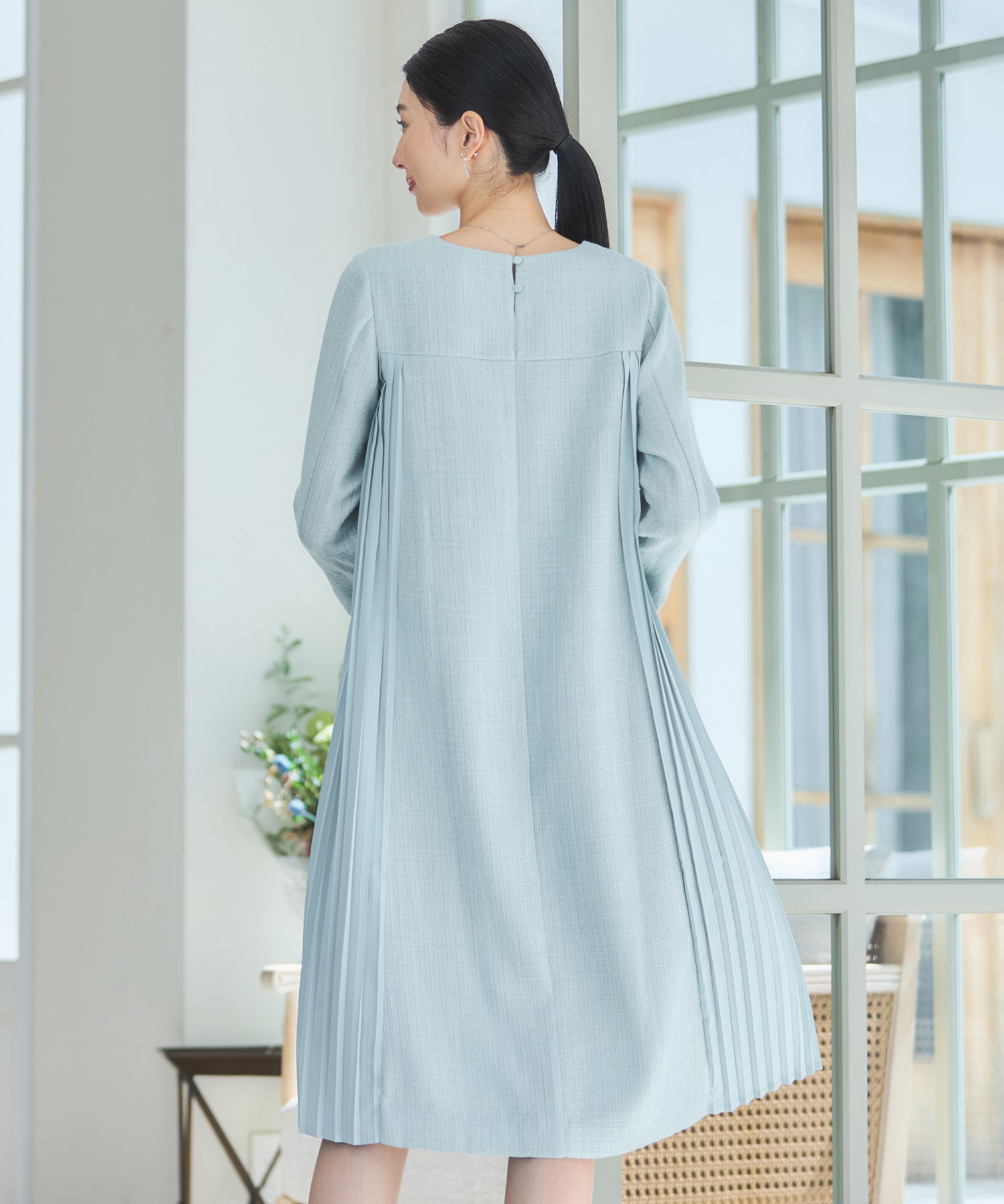 パーティードレス ツイード ワンピース 結婚式 ミント – [公式]DRESS+