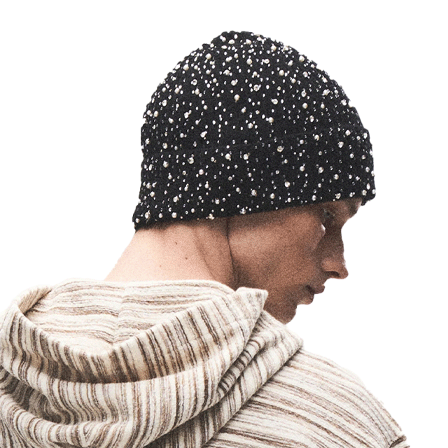 BIRTH OF ROYAL CHILD FULLY EMBELLISHED PEARL RHINESTONE BEANIE