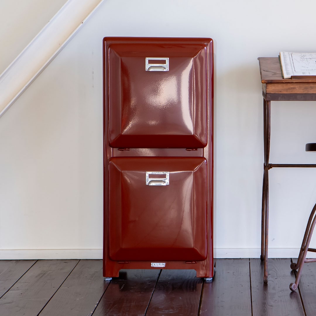 DULTON ONLINE SHOP | TRASH CAN DOUBLE DECKER BRICK BROWN(BRICK