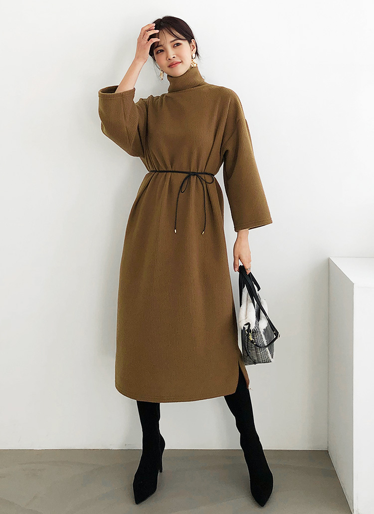 起毛リブタートルネックワンピース・全4色 | レディースファッション