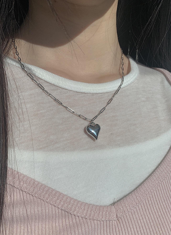 ハートシルバーチェーンネックレス | レディースファッション通販 - DHOLIC