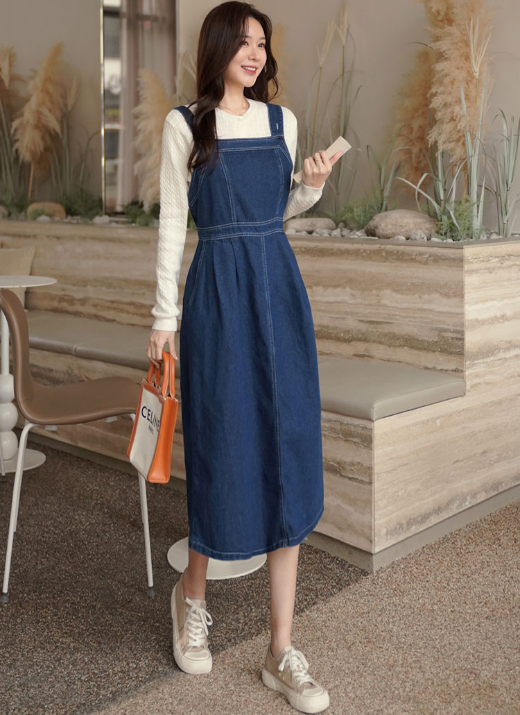 ツータックデニムサロペットワンピース | レディースファッション通販