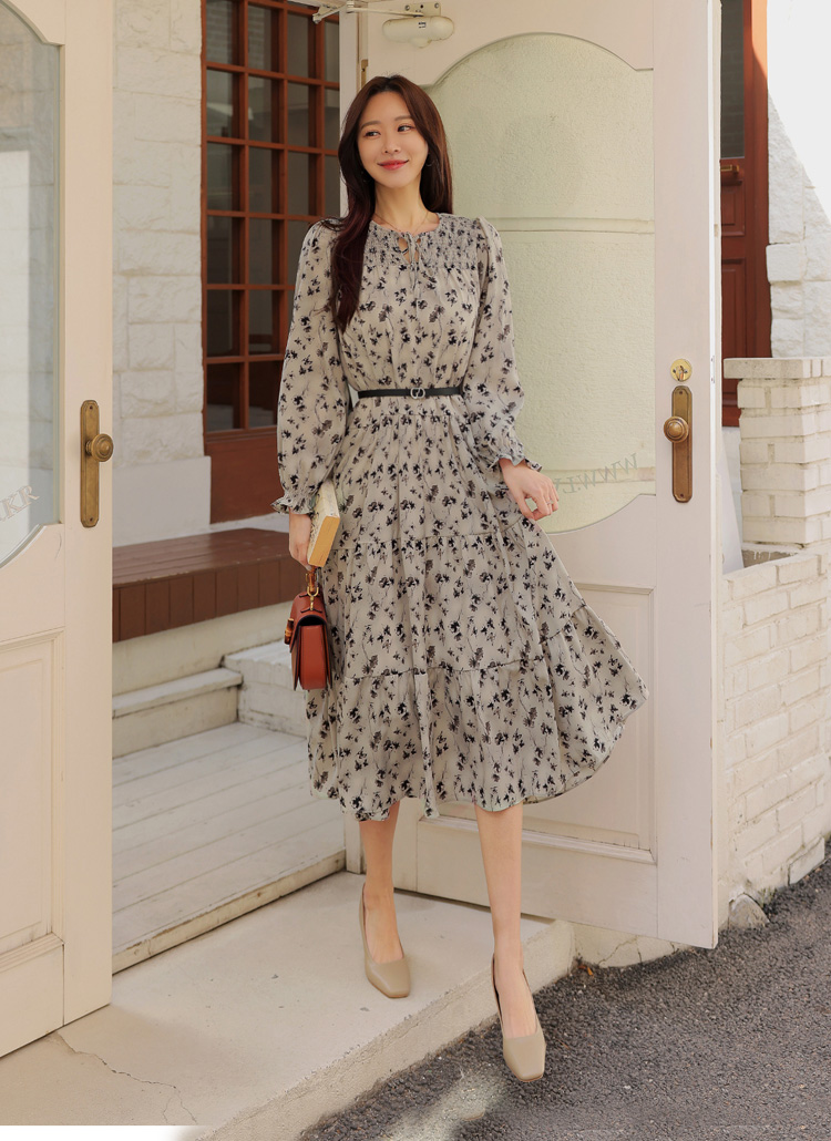 スモークネック花柄ワンピース | レディースファッション通販 - DHOLIC