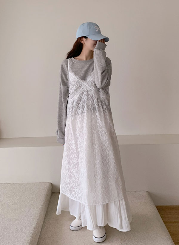 レースレイヤードワンピース | レディースファッション通販 - DHOLIC