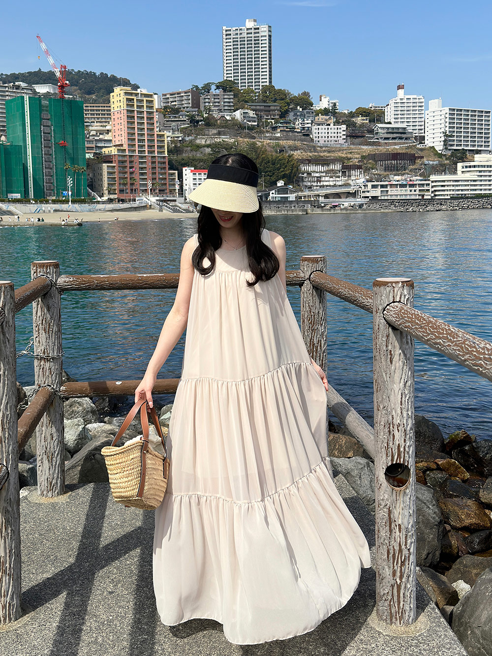 シフォンノースリーブティアードワンピース | レディースファッション