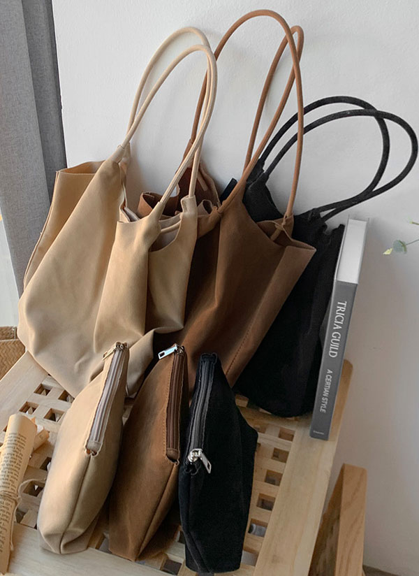 ポーチ付スエード調トートバッグ | レディースファッション通販 - DHOLIC