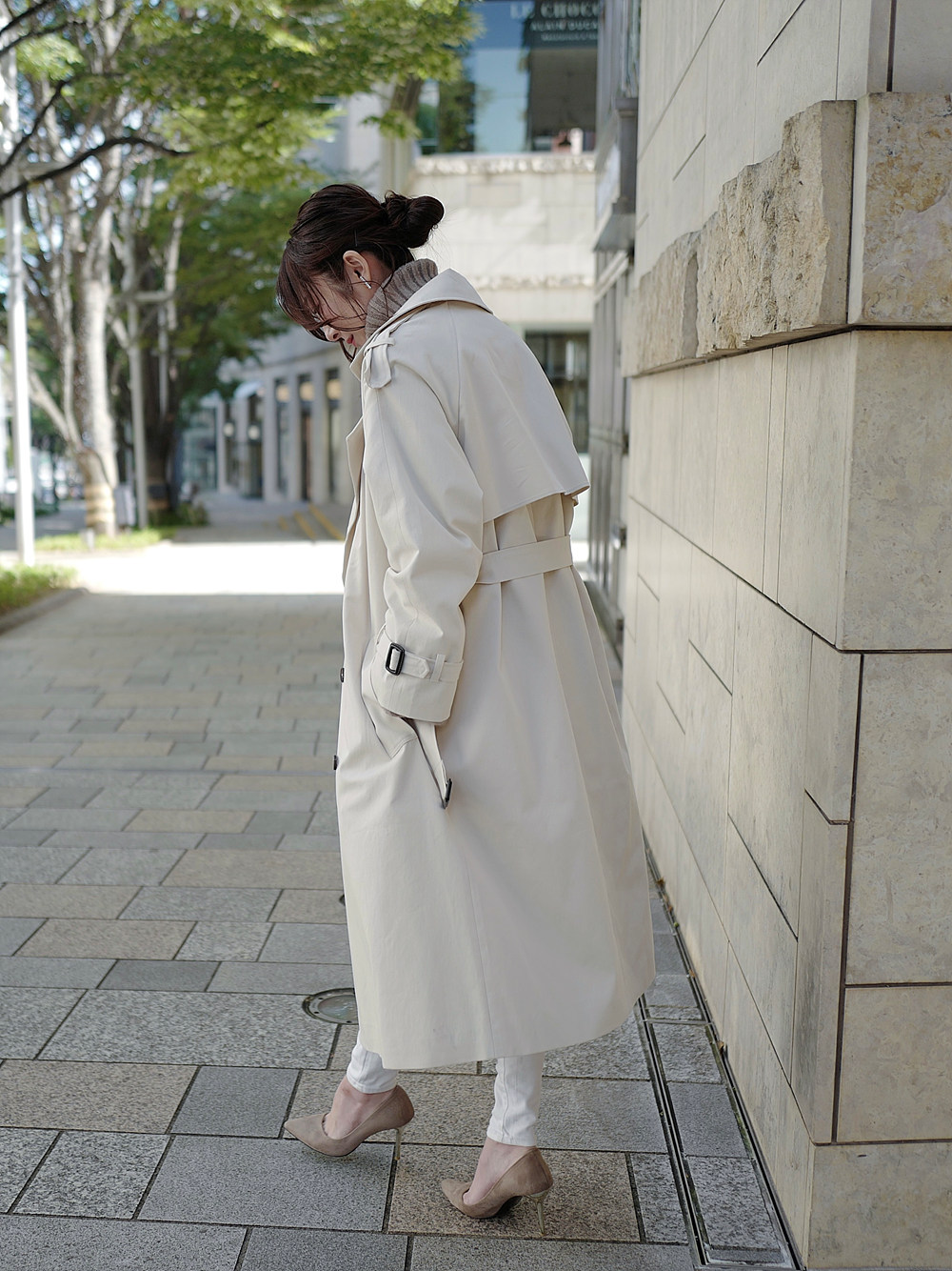 ベルト付ロングトレンチコート | レディースファッション通販 - DHOLIC