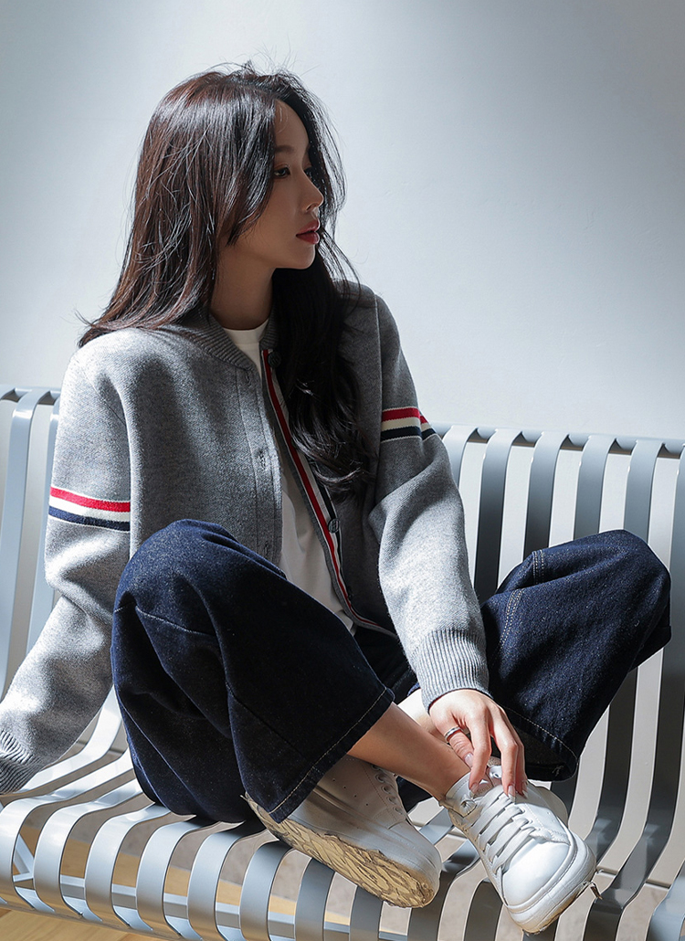 トリコロールショールカラーカーディガン | レディースファッション