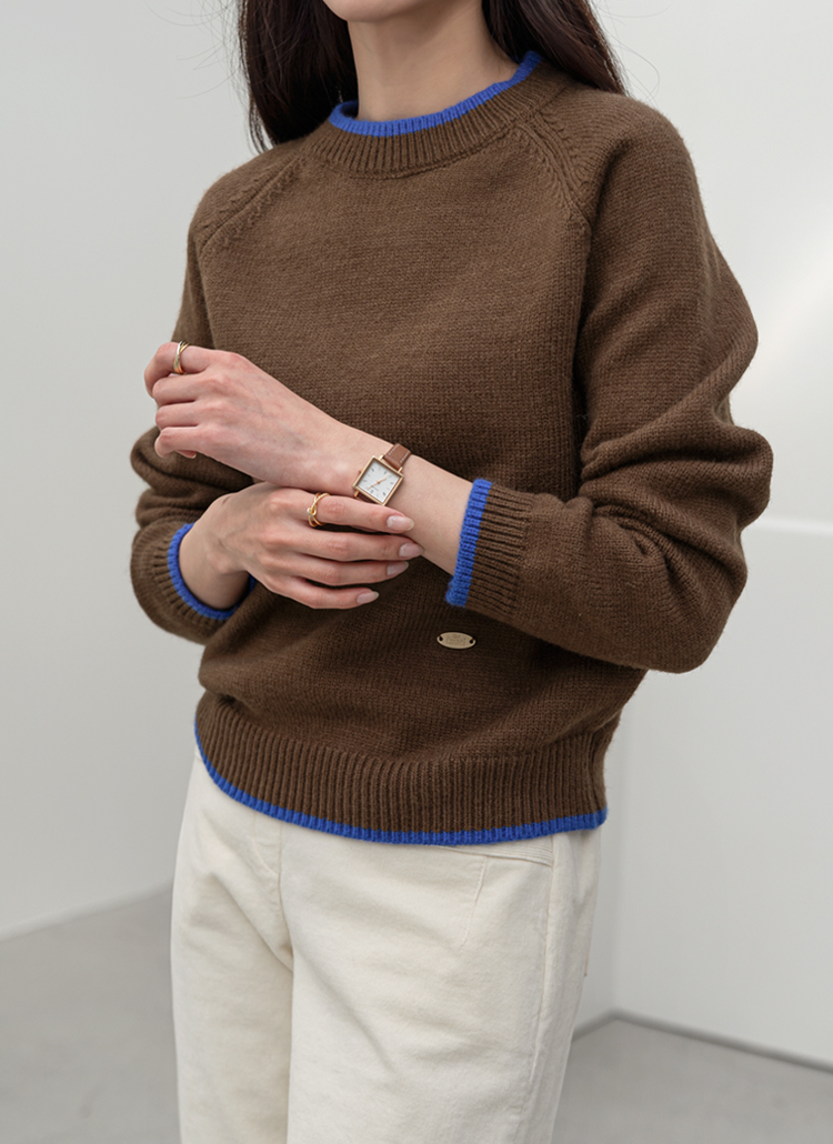 配色ラウンドネックラグランニット | レディースファッション通販 - DHOLIC