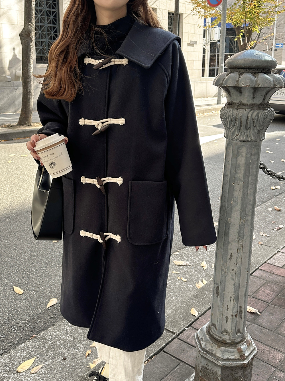 キルティング裏地ウール混ダッフルコート | レディースファッション