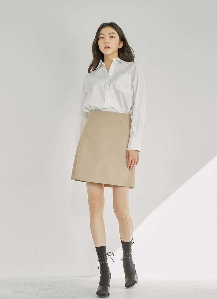 Aラインミニスカート(ベージュ) | レディースファッション通販 - DHOLIC
