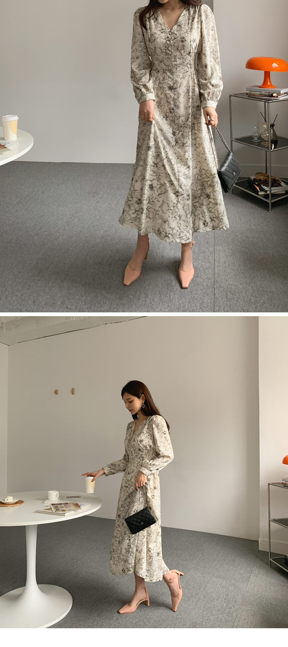 Vネック花柄ワンピース・全2色 | レディースファッション通販 - DHOLIC