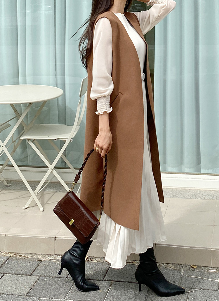 ウール混オープンロングベスト | レディースファッション通販 - DHOLIC