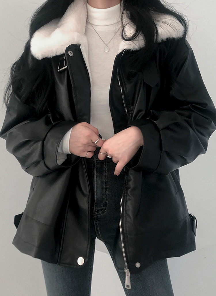 ファー裏地レザー調オーバージャケット | レディースファッション通販