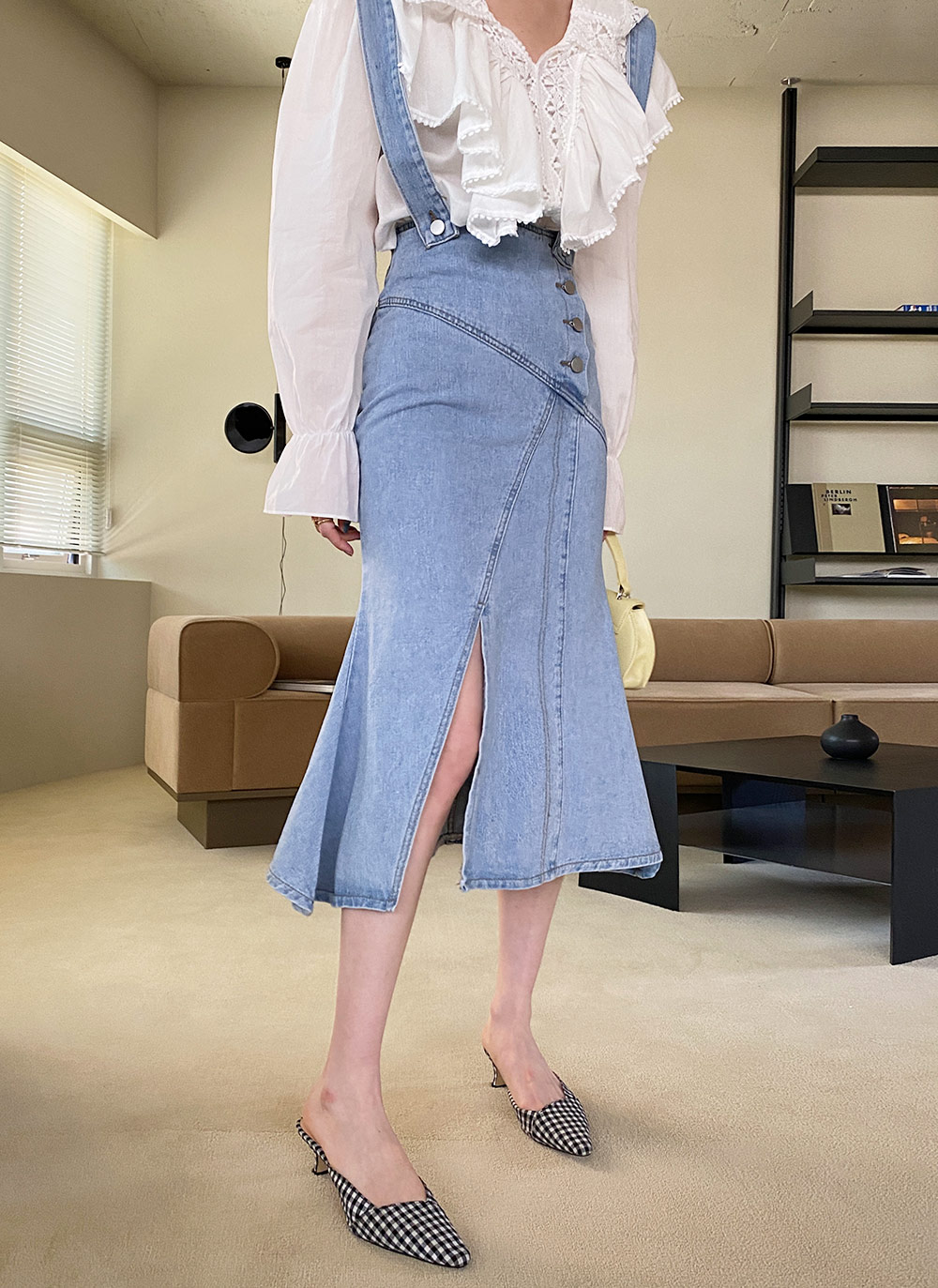 サスペンダー付マーメイドデニムスカート・全1色 | レディース