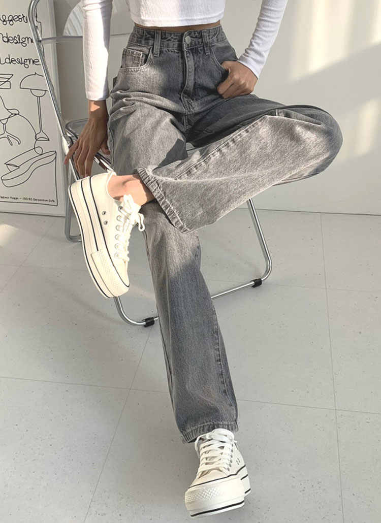 3TYPEグレーカラーワイドデニムパンツ | レディースファッション通販