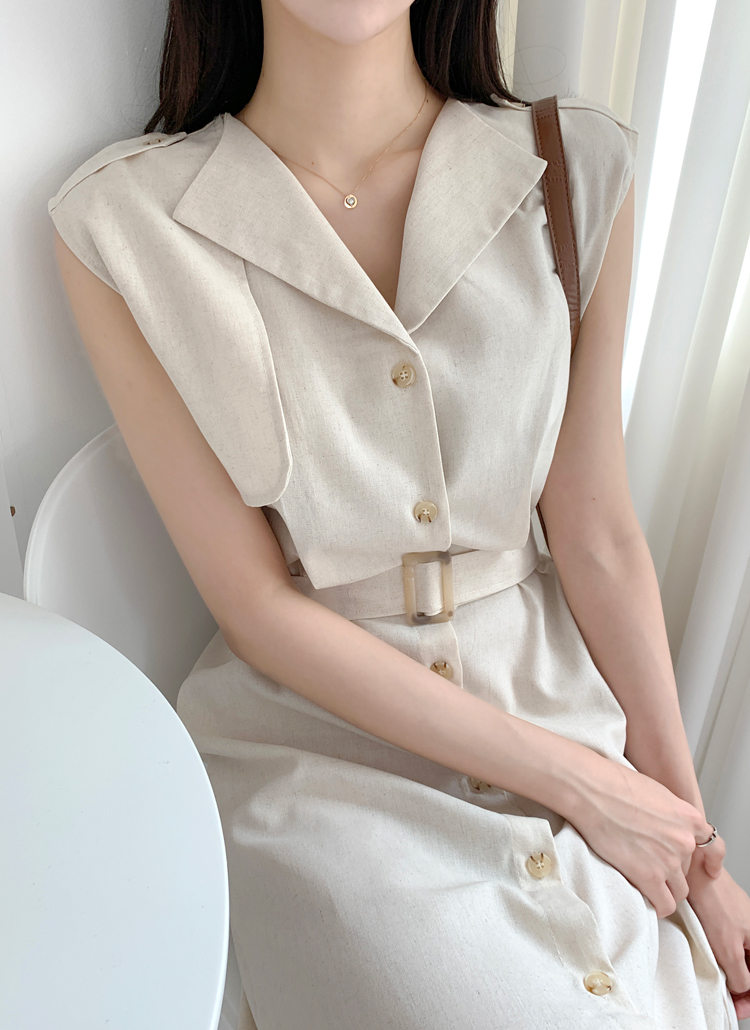 ベルト付ジャケット風ノースリーブワンピース | レディース