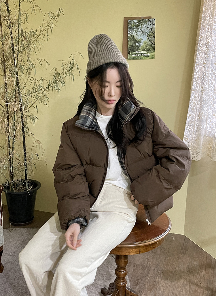 リバーシブルチェックダウンジャンパー | レディースファッション通販