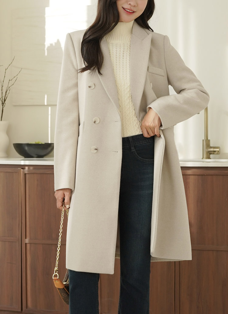 ウール混ダブルボタンロングコート | レディースファッション通販 - DHOLIC