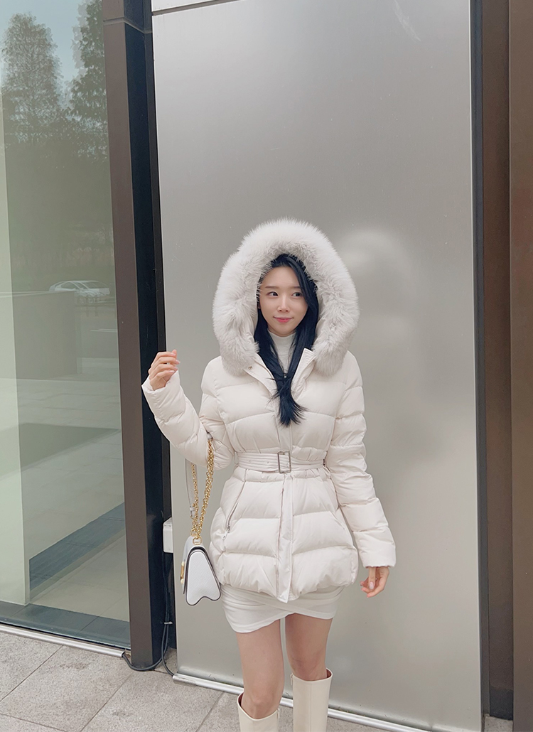 ファーフードダウンハーフコート | レディースファッション通販 - DHOLIC