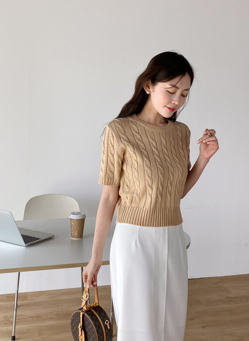ラウンドケーブル半袖ニット | レディースファッション通販 - DHOLIC