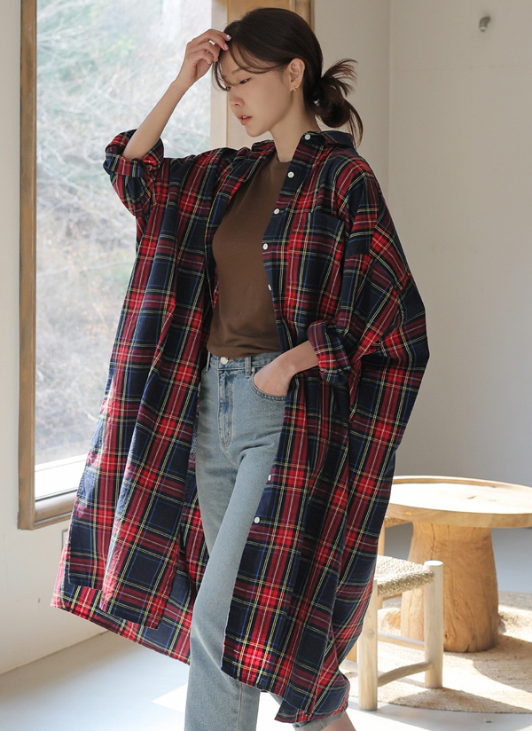 タータンチェックロングシャツ | レディースファッション通販 - DHOLIC