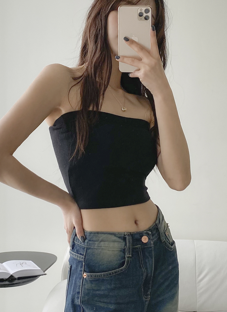 カップ内蔵クロップドチューブトップ | レディースファッション通販