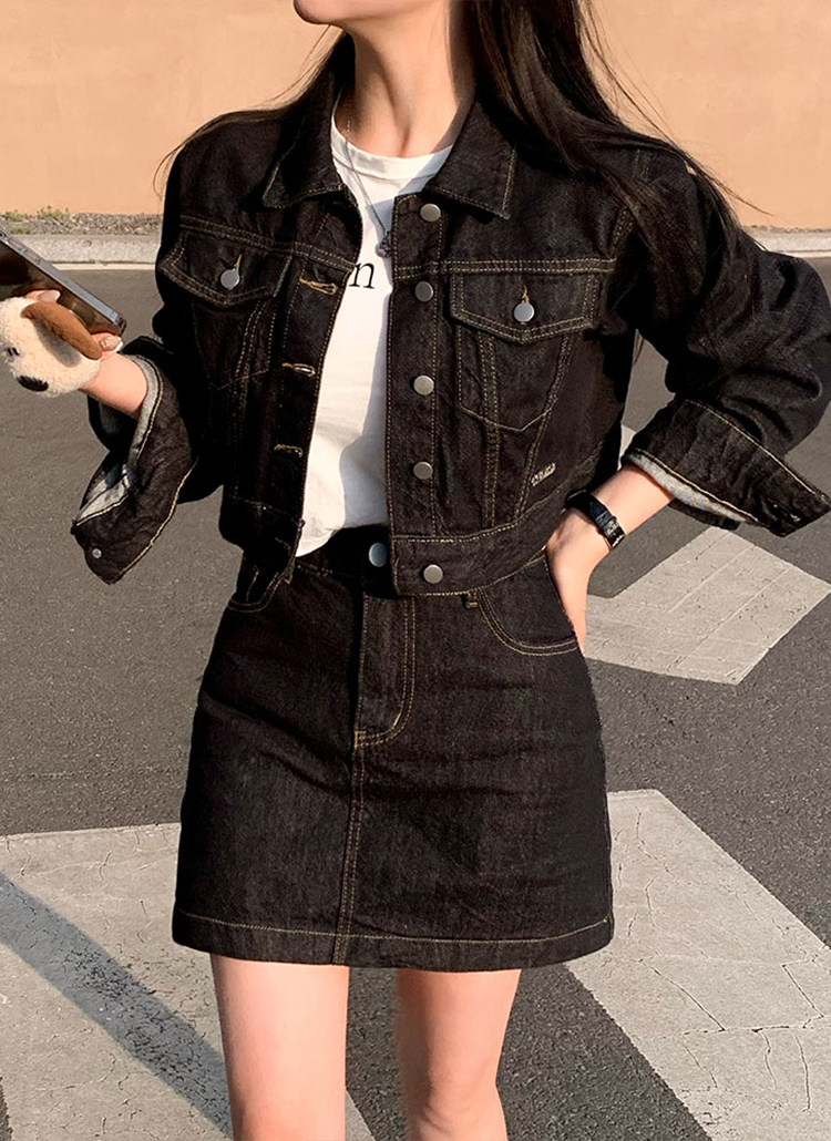 beidelli made]クロップドデニムジャケット&デニムスカートパンツSET