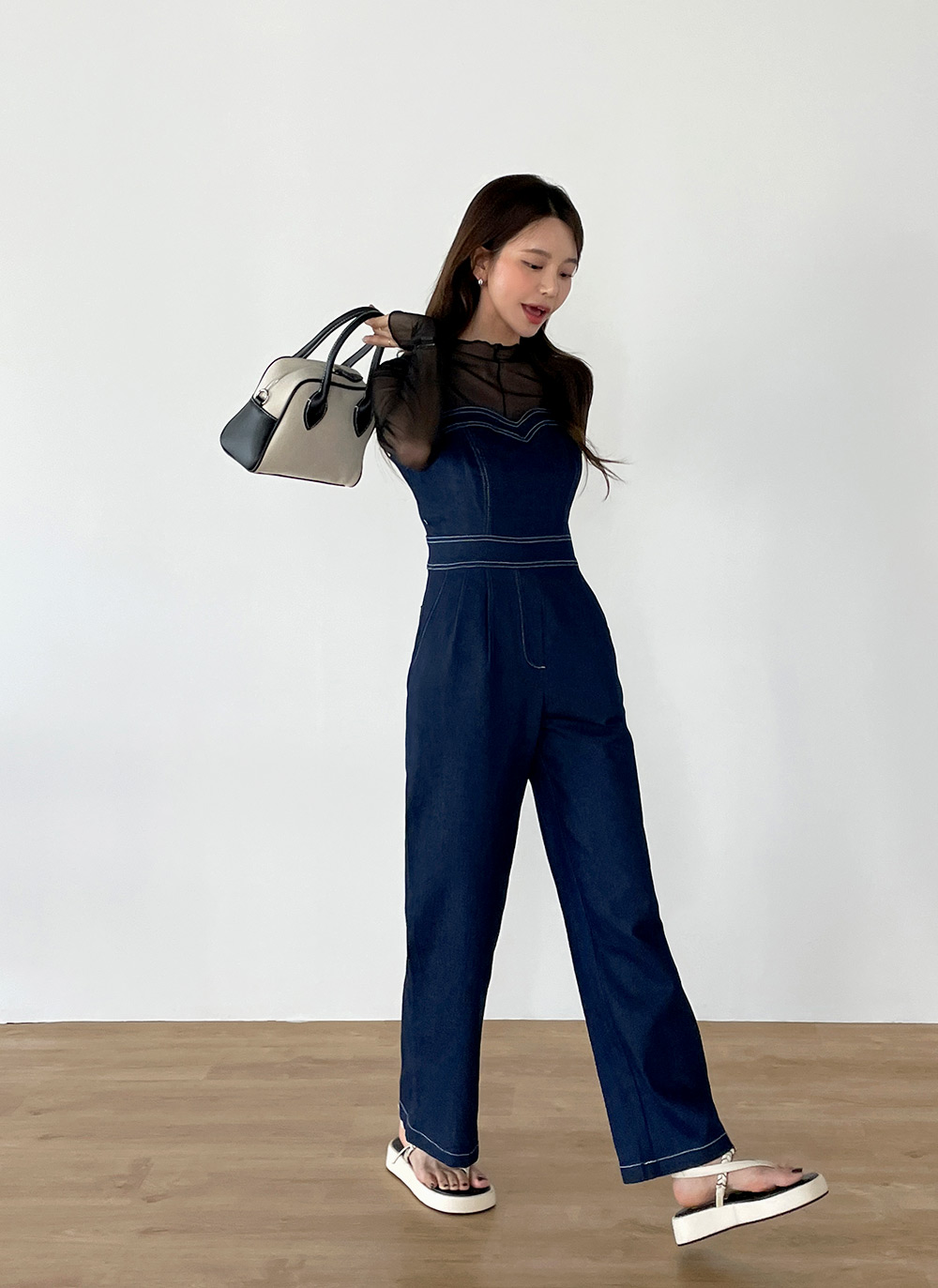 サロペット・オーバーオール・オールインワン Heart Neck Denim