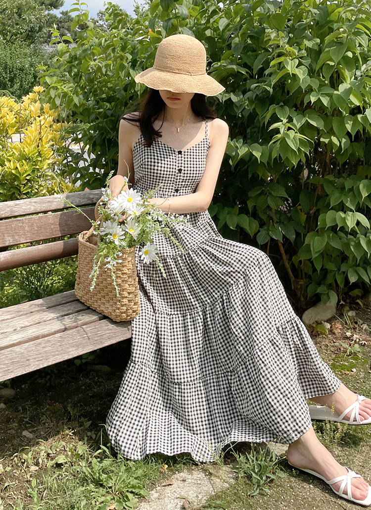 ギンガムチェックティアードキャミワンピース | レディース