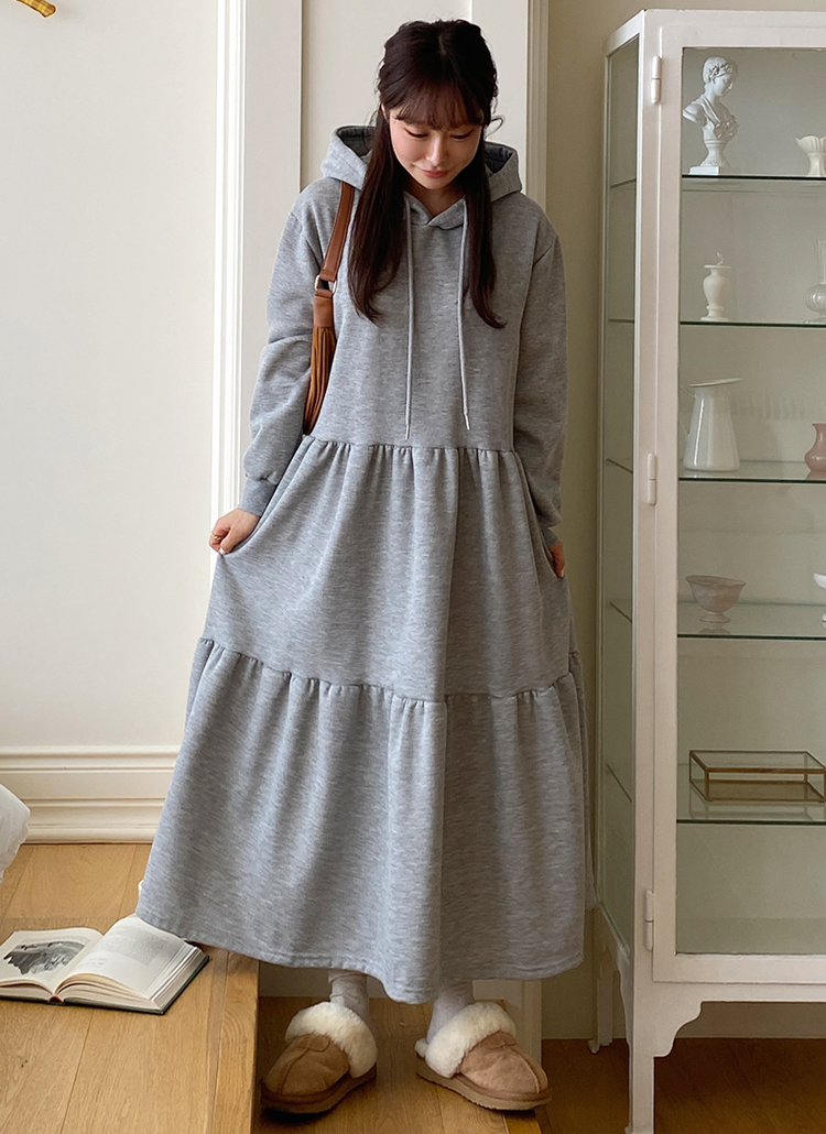 裏起毛ティアードパーカーワンピース | レディースファッション通販