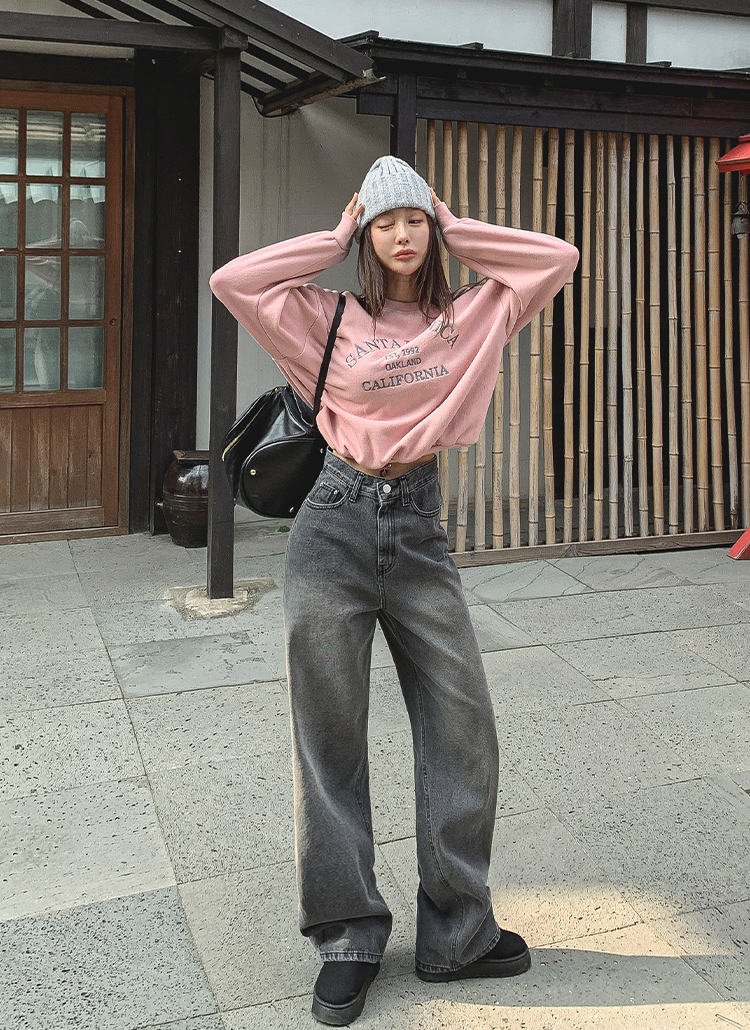 ウォッシュダークグレーデニムパンツ | レディースファッション通販