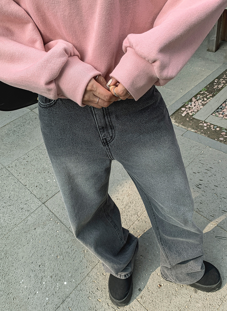 ウォッシュダークグレーデニムパンツ | レディースファッション通販