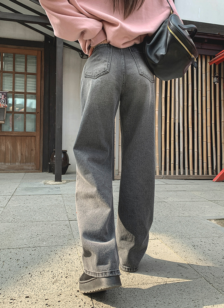 ウォッシュダークグレーデニムパンツ | レディースファッション通販